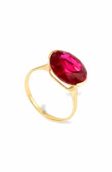 Oval Semiprecious Stone Solitaire Ring