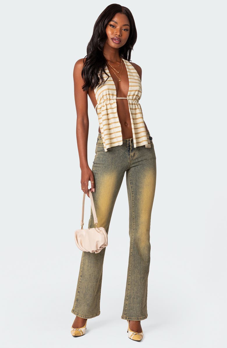 EDIKTED Textured Open Back Halter Top, Alternate, color, 