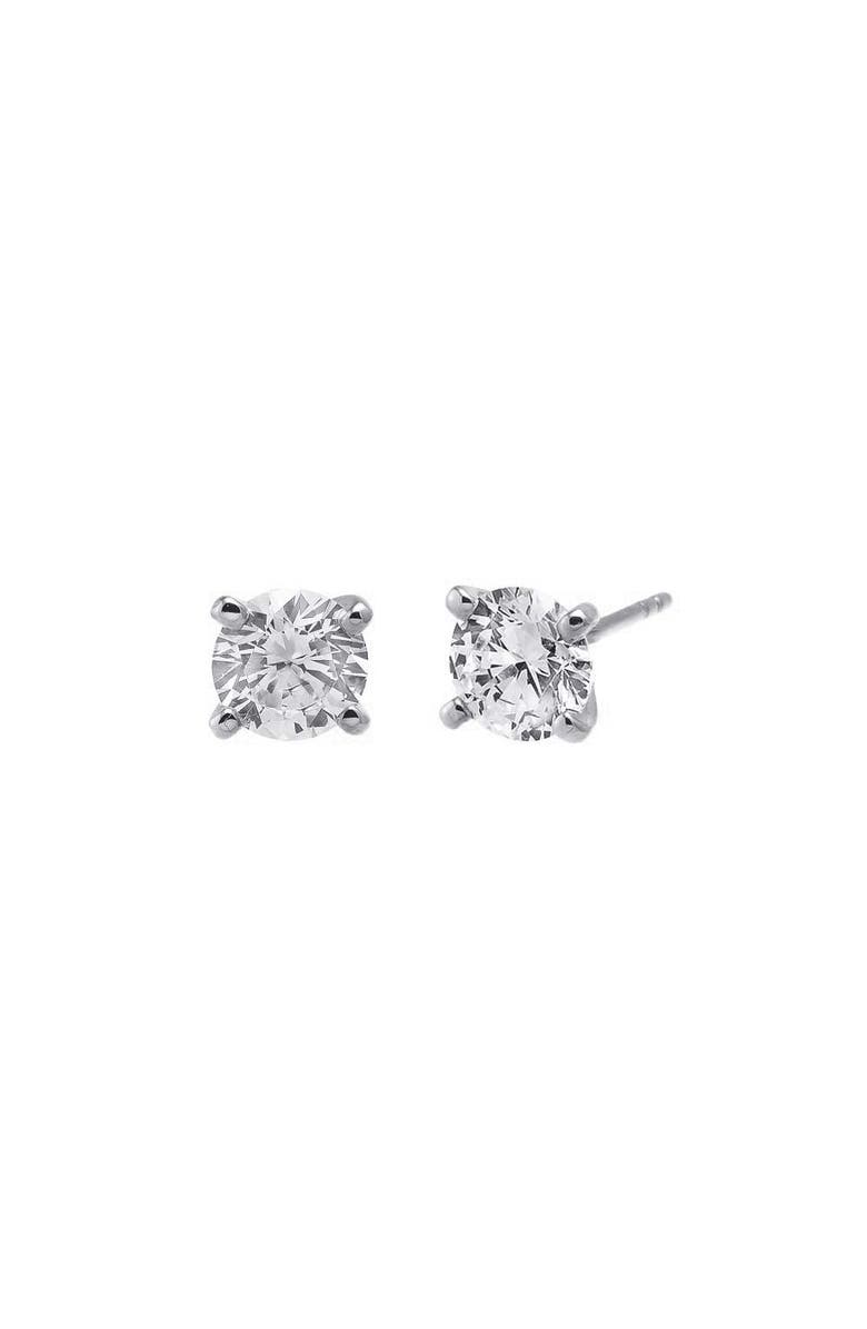 BY ADINA EDEN CZ Solitaire Four Prong Stud Earring, Main, color, Silver
