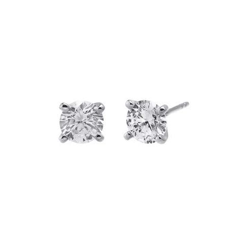 CZ Solitaire Four Prong Stud Earring