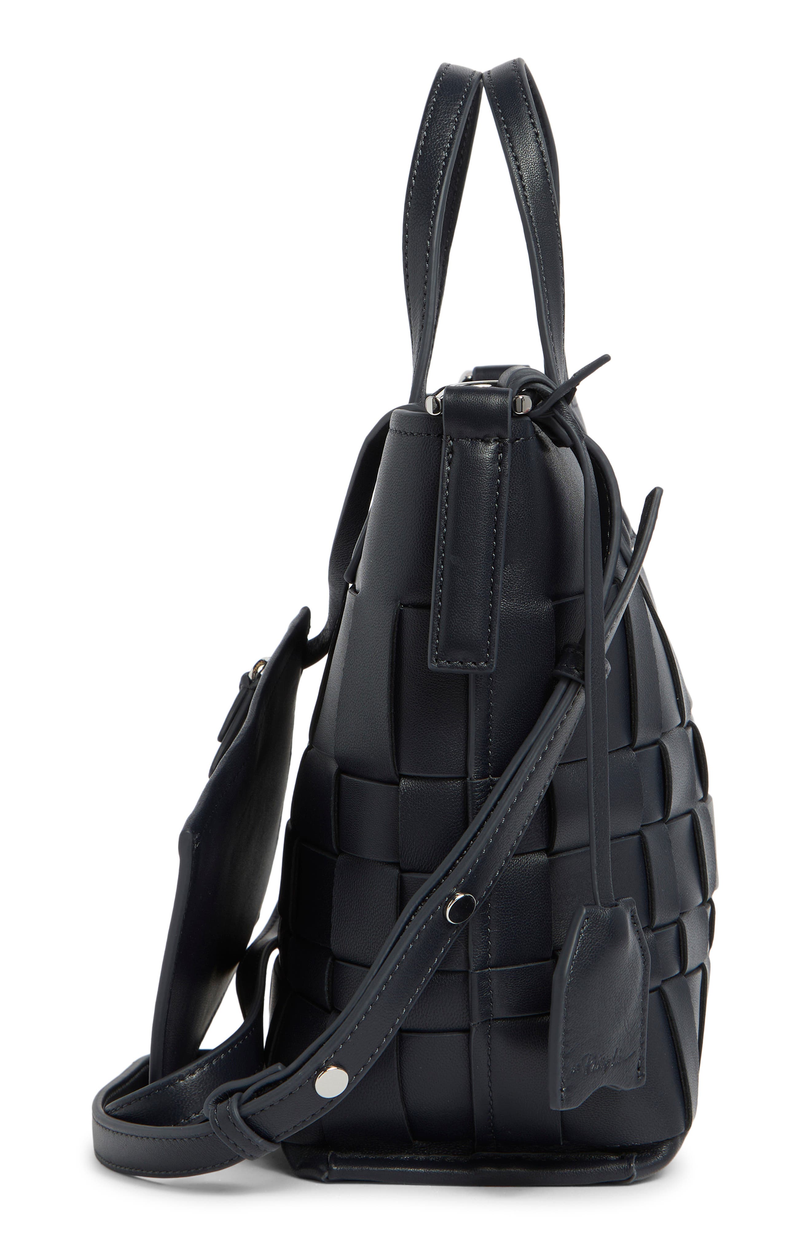 Odita Leather Lattice Bucket Bag, Alternate, color, INK