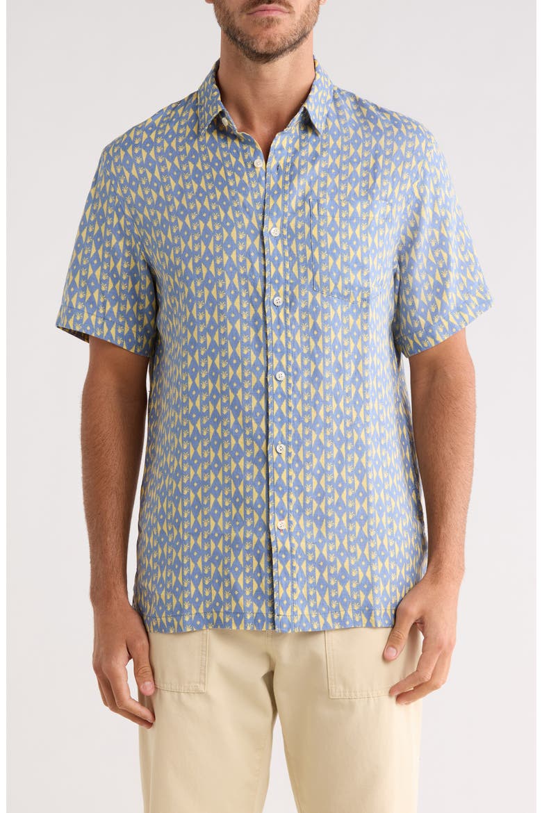 Linen Jacquard Button-Up Shirt, Main, color, CACTUS STRIPE INFINITY