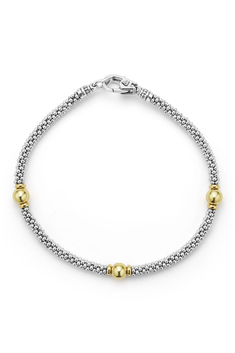 Signature Caviar Bead Station Bracelet, Alternate, color, TWO-TONE