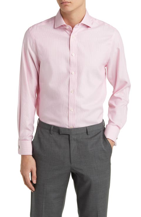 Non-Iron Clifton Weave Cutaway Slim Fit Shirt Double Cuff