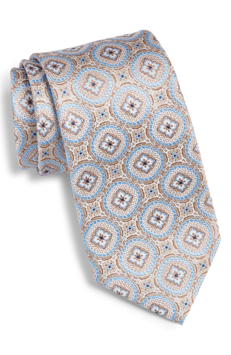 Nordstrom Medallion Silk Tie, Main, color, Brown