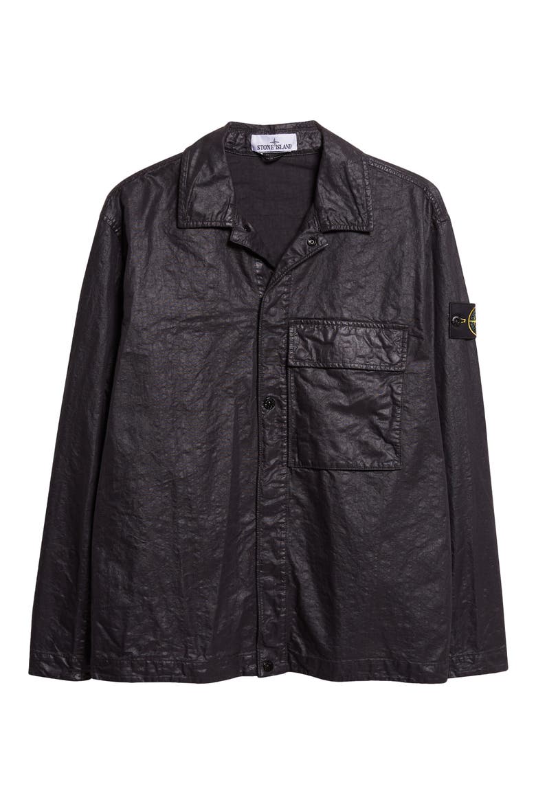 Garment Dye Nylon Panama Overshirt, Alternate, color, BLACK