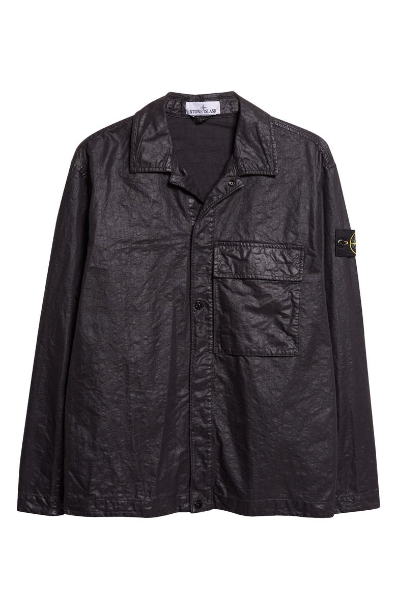 Stone Island Garment Dye Nylon Panama Overshirt, Main, color, Black
