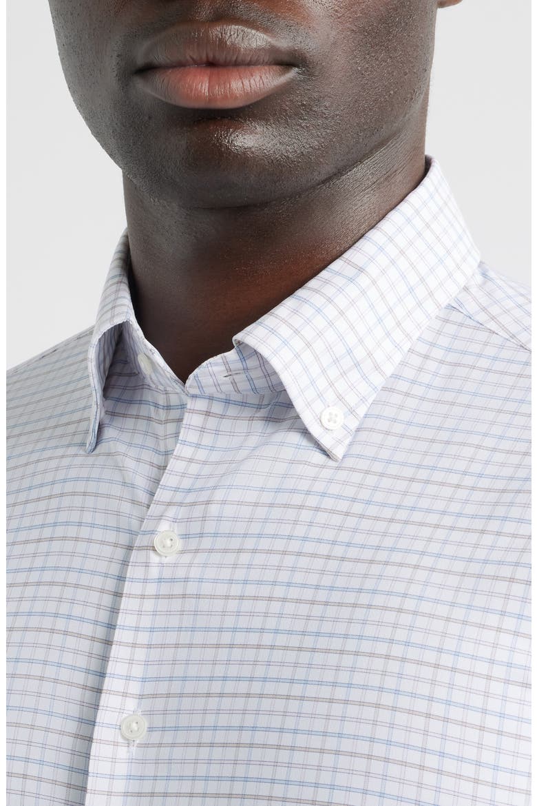 Rommel Check Performance Twill Button-Down Shirt, Alternate, color, CLOUDY BLUE