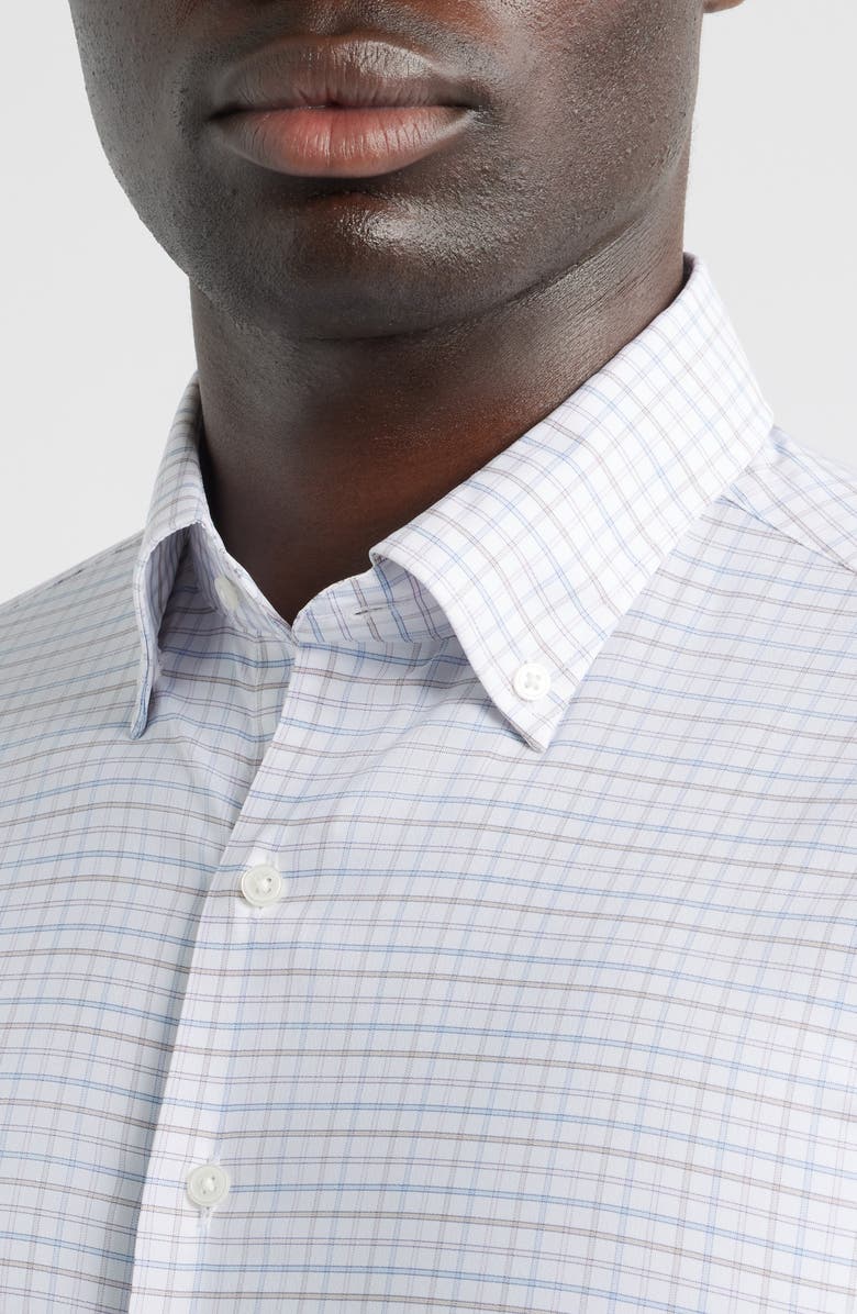 Peter Millar Rommel Check Performance Twill Button-Down Shirt, Alternate, color, Cloudy Blue