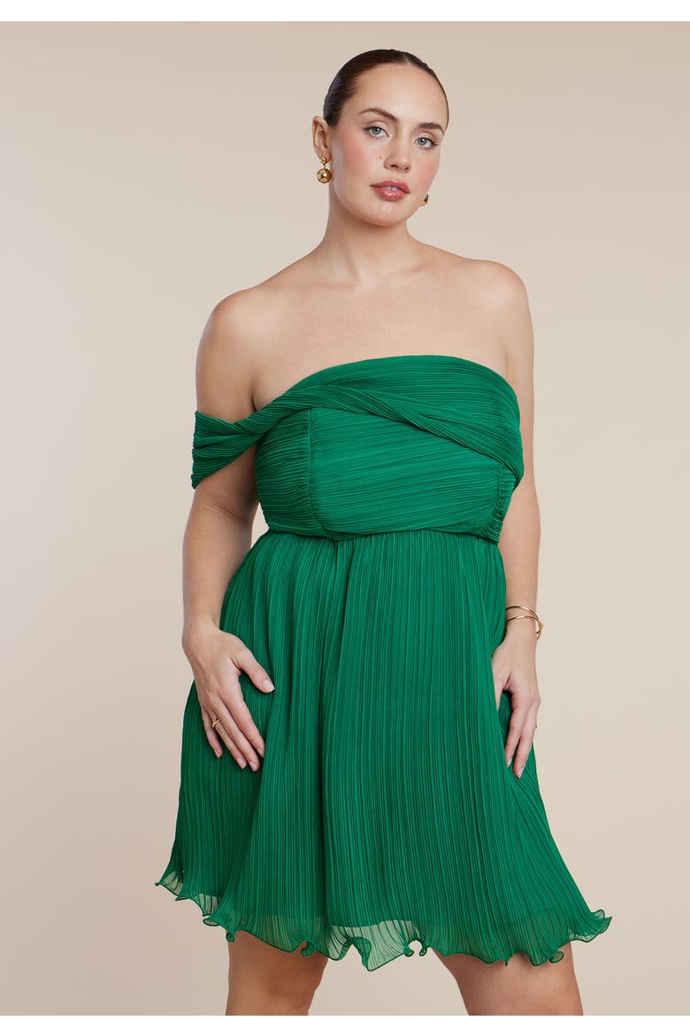 Strapless Mini Dress With Overlay, Alternate, color, GREEN TAMBOURINE
