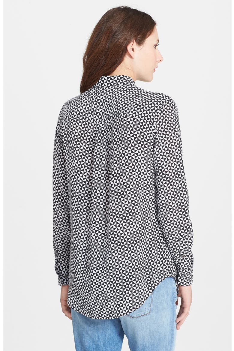 'Slim Signature' Print Silk Shirt, Alternate, color, BRIGHT WHITE/BLACK