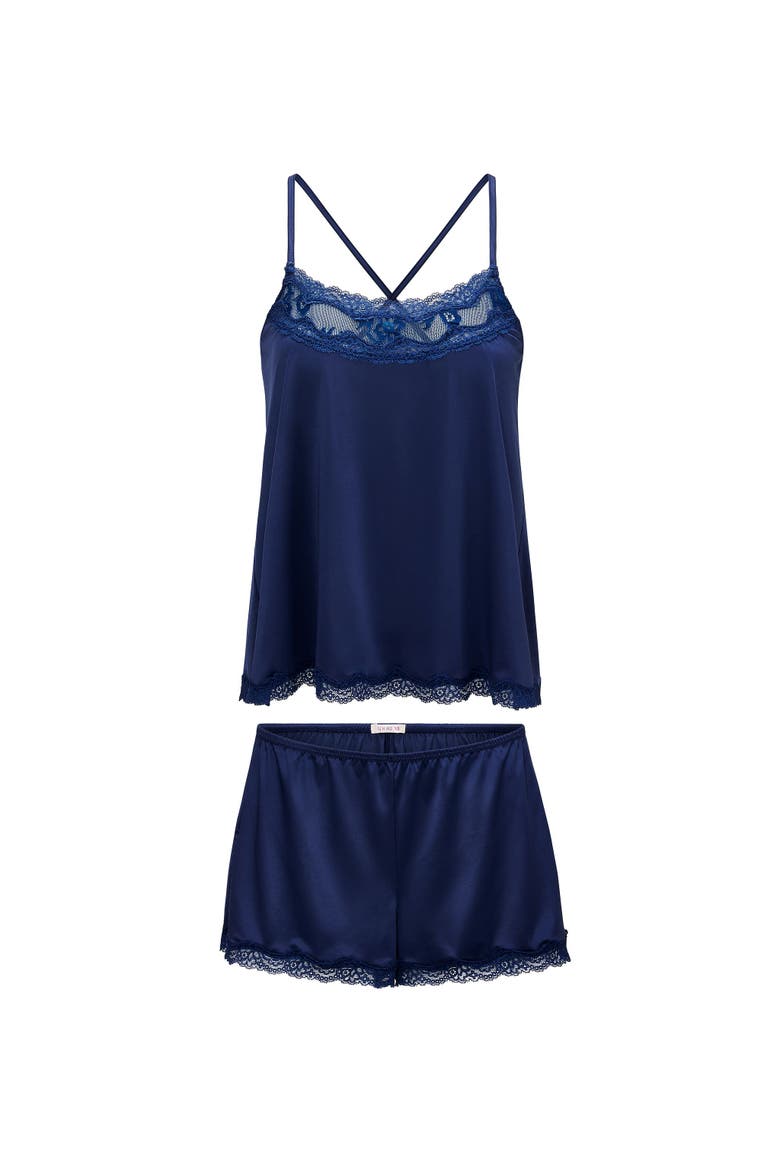 Tiani Pajama Cami And Shorts Set, Alternate, color, Dark blue