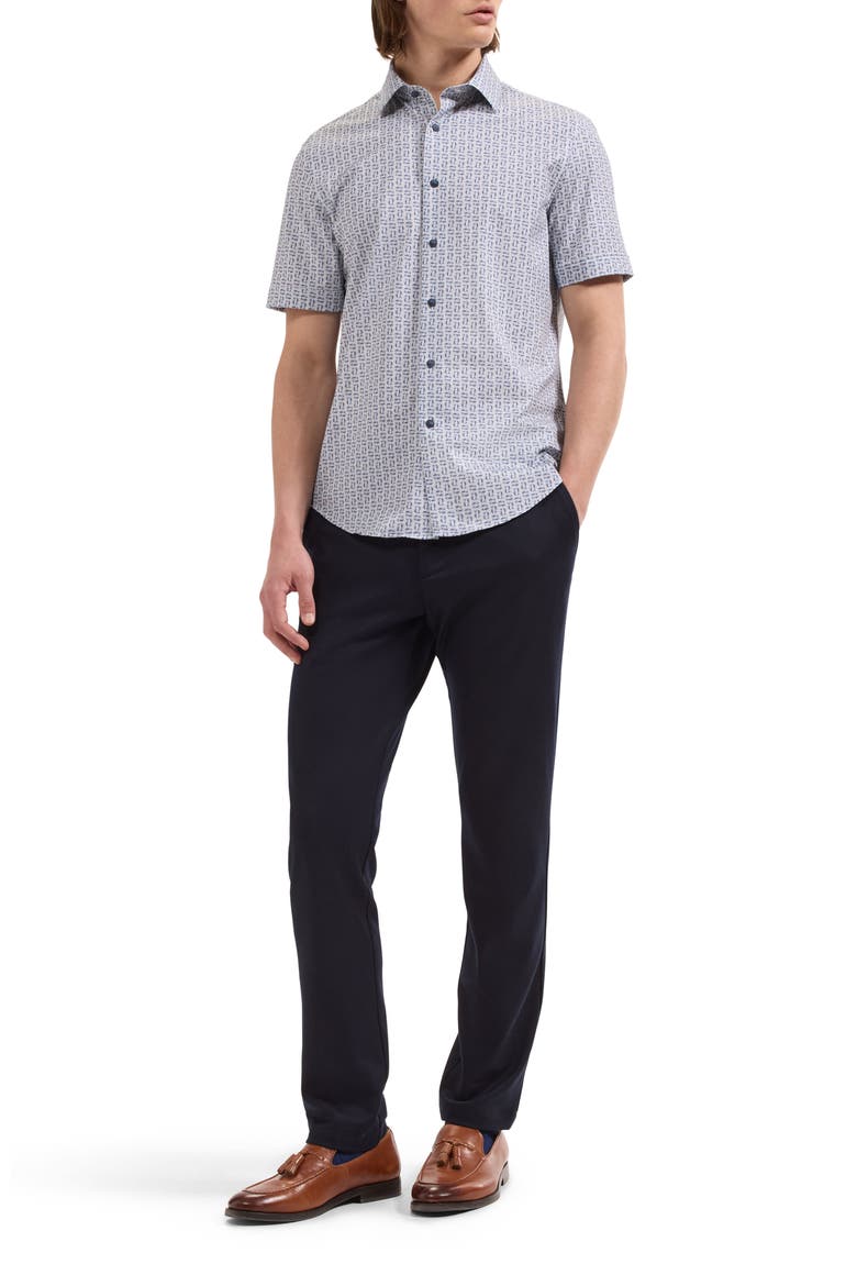 Miles OoohCotton® Print Short Sleeve Button-Up Shirt, Alternate, color, MARINE BLUE