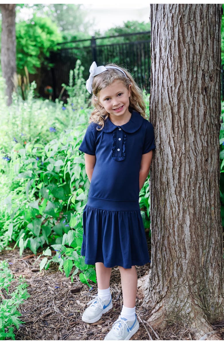 Lila and Hayes Sydney Girls' Dress, Alternate, color, Navy
