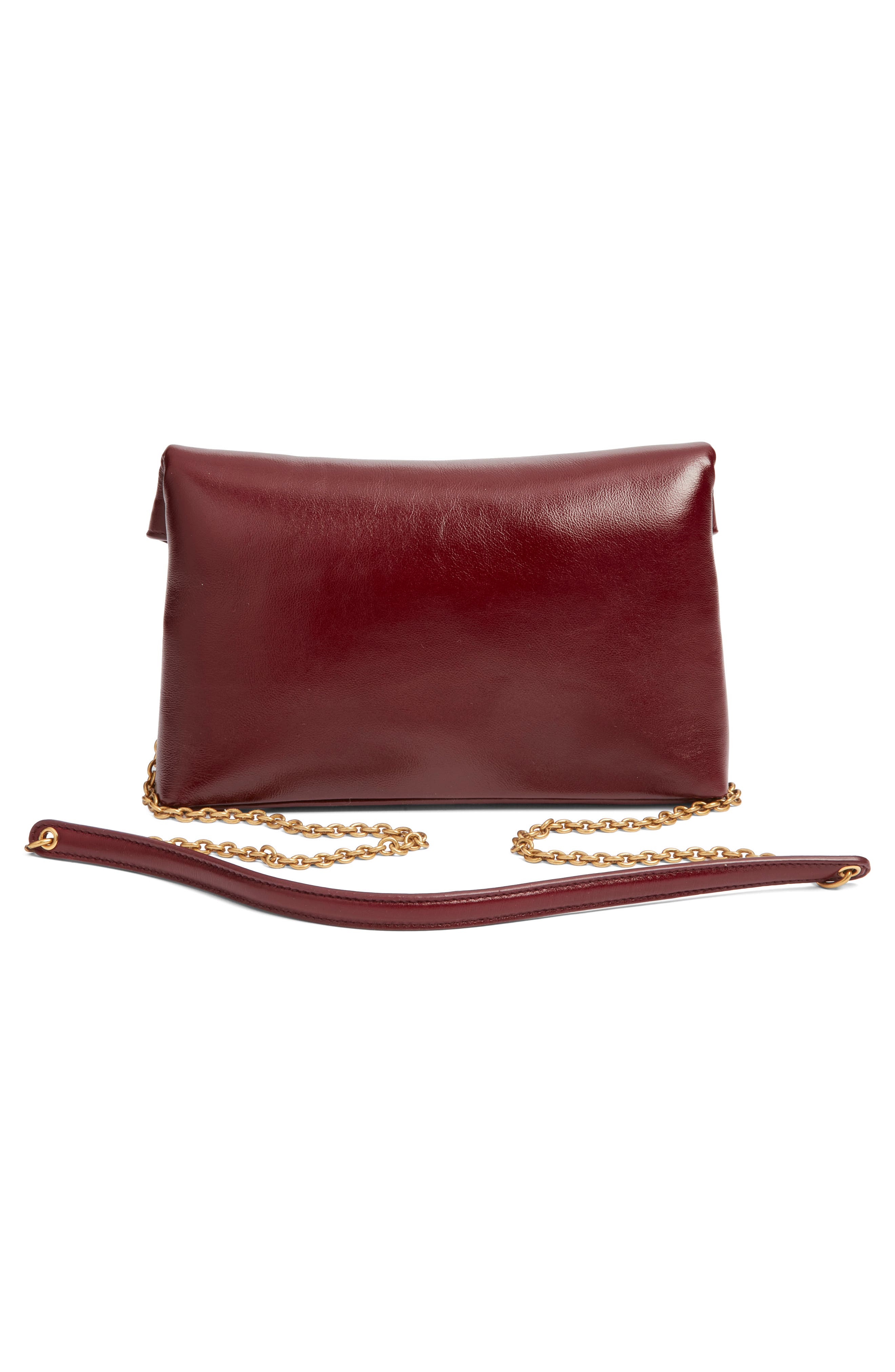 Saint Laurent Small Cassandre Leather Shoulder Bag, Alternate, color, Dark Ruby