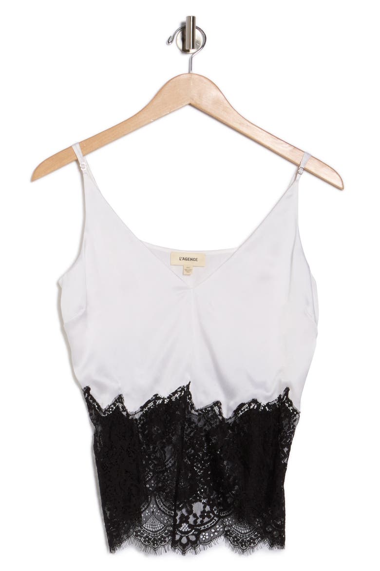Bryna Lace Mix Camisole, Alternate, color, WHITE/BLACK