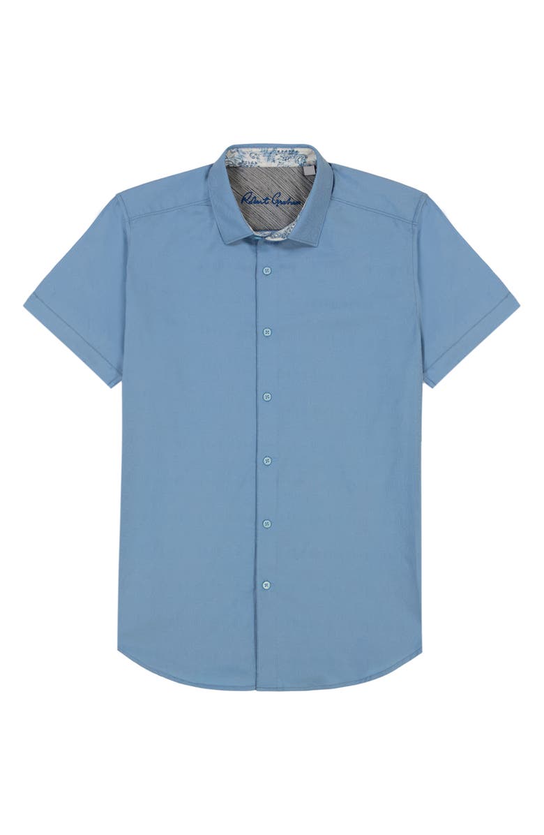 Robert Graham Odyssey Short Sleeve Woven Button-Up Shirt, Alternate, color, Glacier