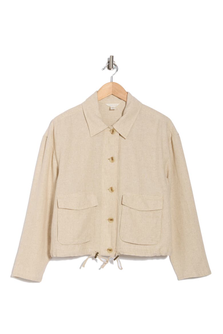 Linen Blend Utility Shirt Jacket, Alternate, color, FLAX