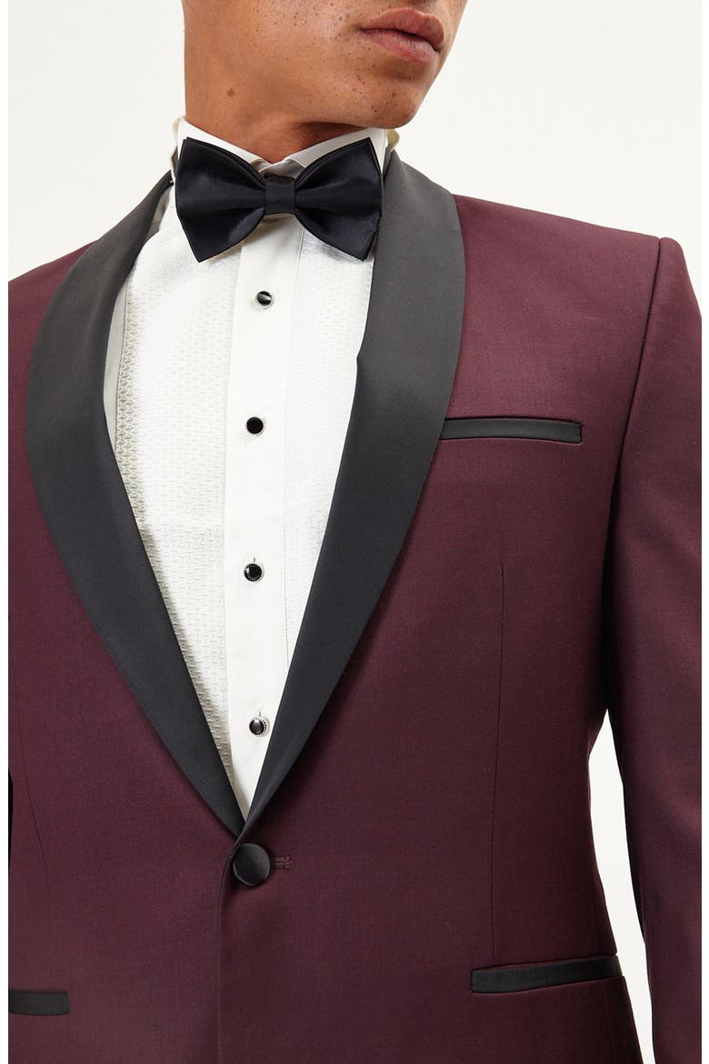 Shawl Lapel Two-Tone Tuxedo Jacket, Alternate, color, BURGUNDY