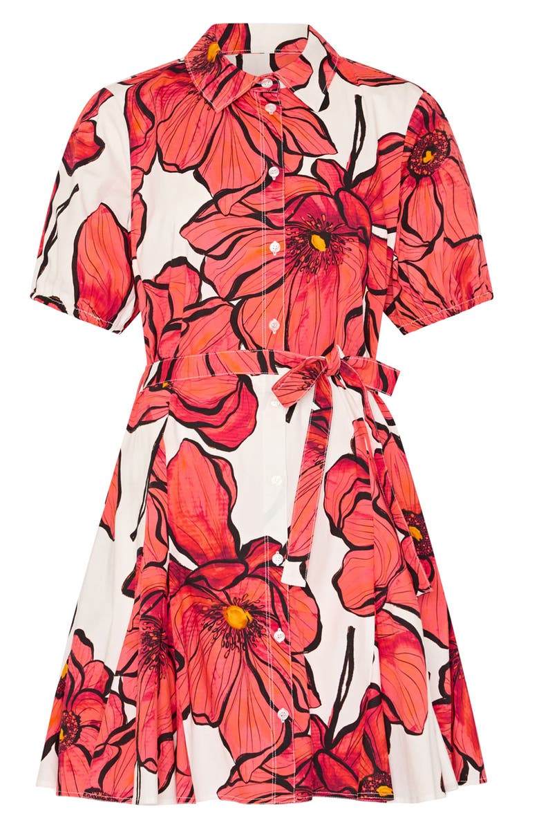 Milly Juni Windflower Stretch Cotton Poplin Mini Shirtdress, Alternate, color, Coral Multi