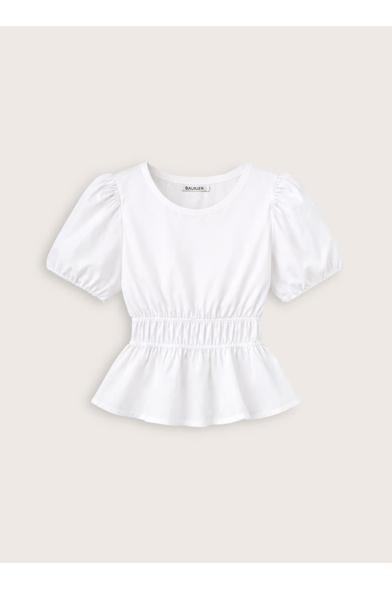 Elise Puff Sleeve Smocked Waist Top, Alternate, color, Pure White