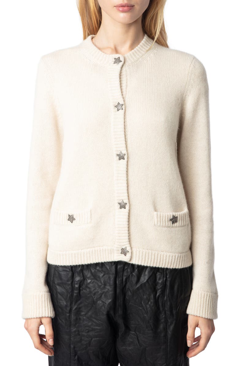 Zadig & Voltaire Marcya Bijoux Cashmere Cardigan, Main, color, 