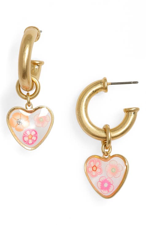 Heart Bead Huggie Hoop Earrings