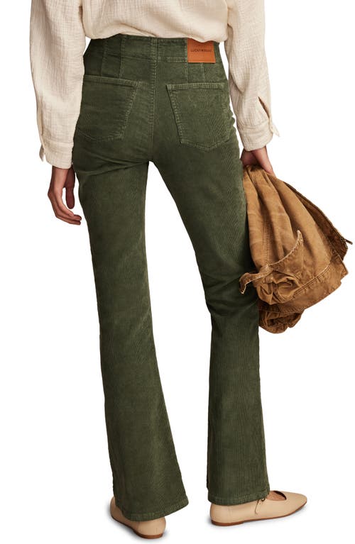 Lucky Brand Stevie Seamed High Waist Corduroy Flare Pants In Green