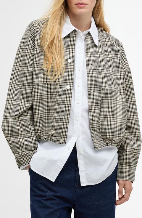 Leyburn Water Repellent Check Snap Bomber Jacket