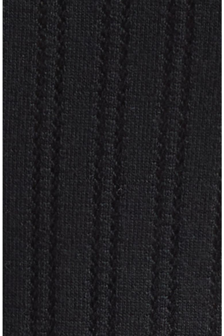 Slim Fit Thermal Stitch Mock Neck Merino Wool Top, Alternate, color, BLACK