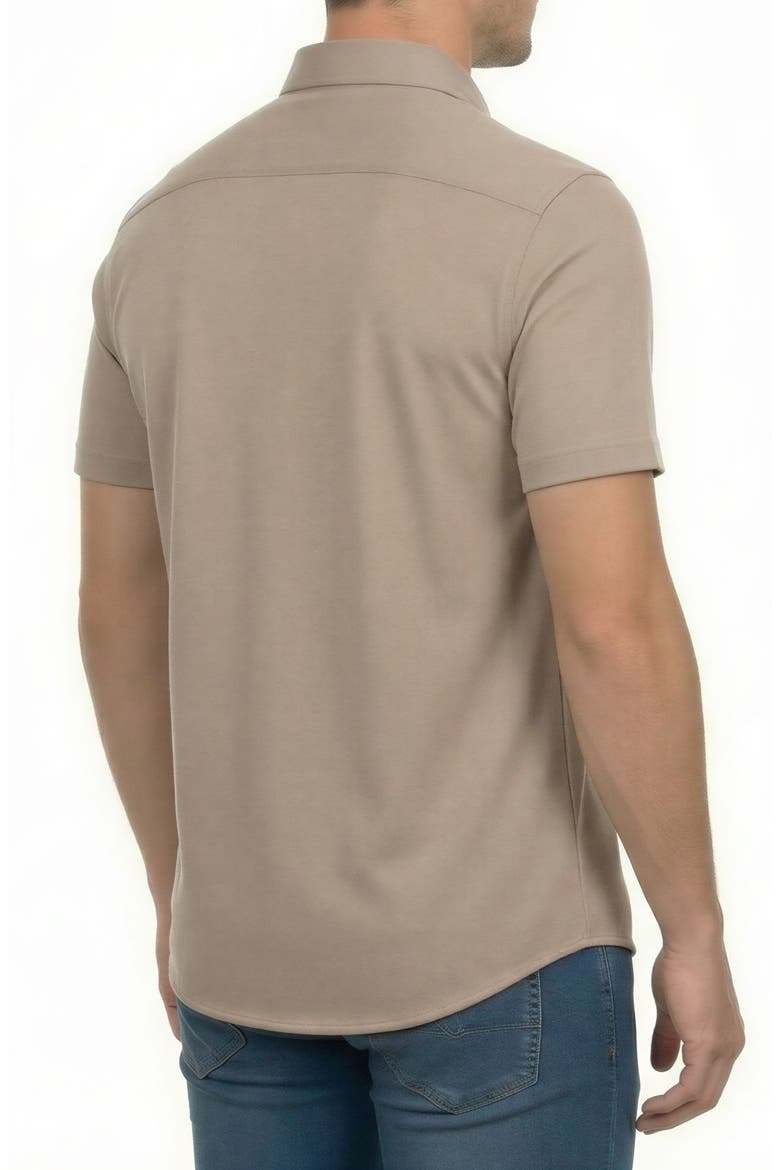 Short Sleeve Knit Button-Down Shirt, Alternate, color, TAN