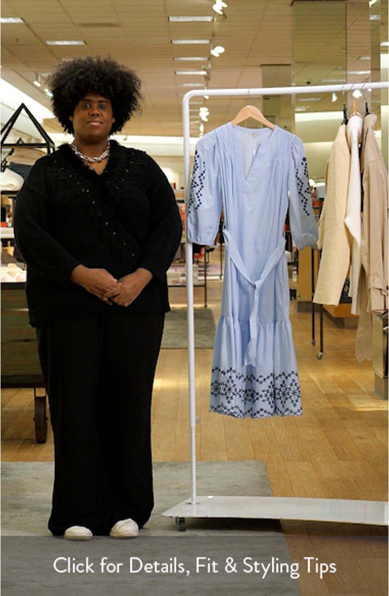 Carmel Eyelet Embroidered Tie Belt Cotton Dress, sales video thumbnail