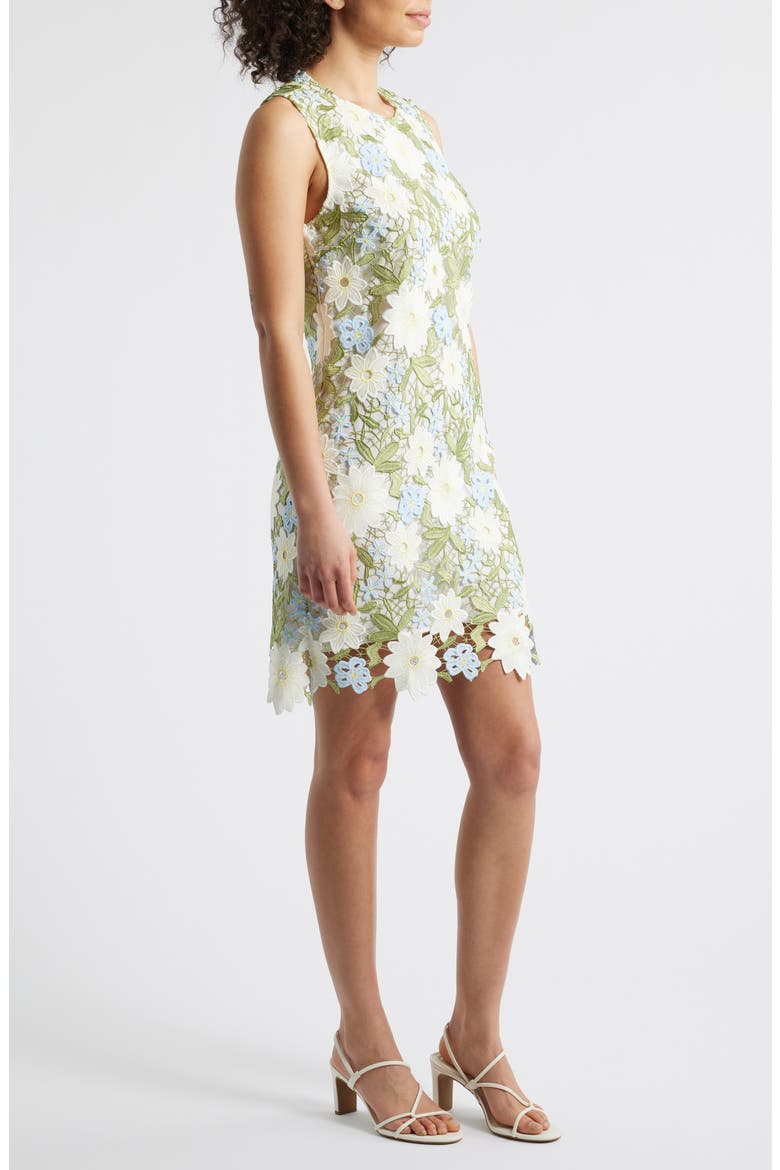 Floral Lace Shift Dress, Alternate, color, IVORY/ GREEN