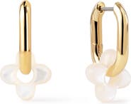 Ana Luisa Cassia Puffy Flower Mother-of-Pearl Hoop Drop Earrings