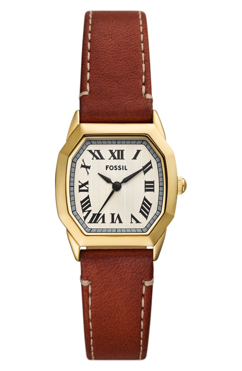 Fossil Harlow Leather Strap Watch, 27mm, Main, color, Brown