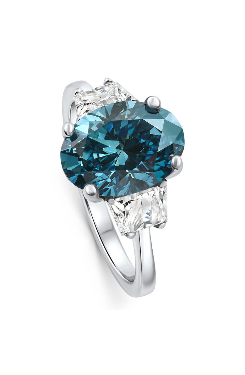 Bliss Diamond 3.63Ct Blue Oval & Trapezoid Diamond Engagement Ring 14k Gold Lab Grown, Alternate, color, 