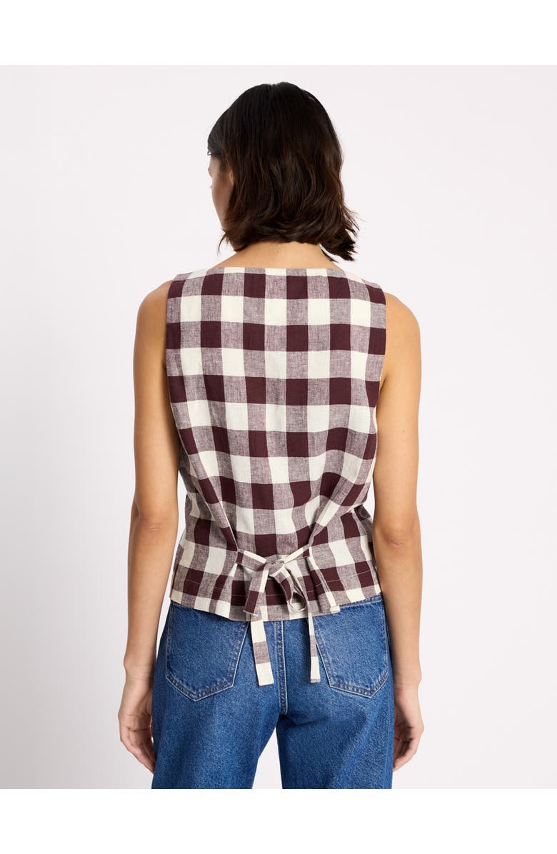Albaray Gingham Button Top, Alternate, color, Burgundy