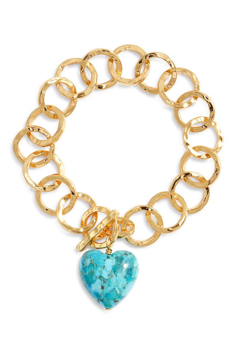 Turquoise Heart Toggle Bracelet, Main, color, TURQUOISE