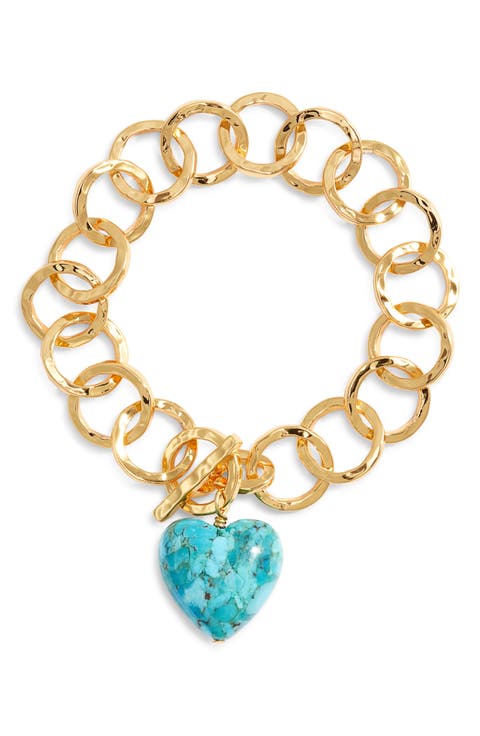 Turquoise Heart Toggle Bracelet