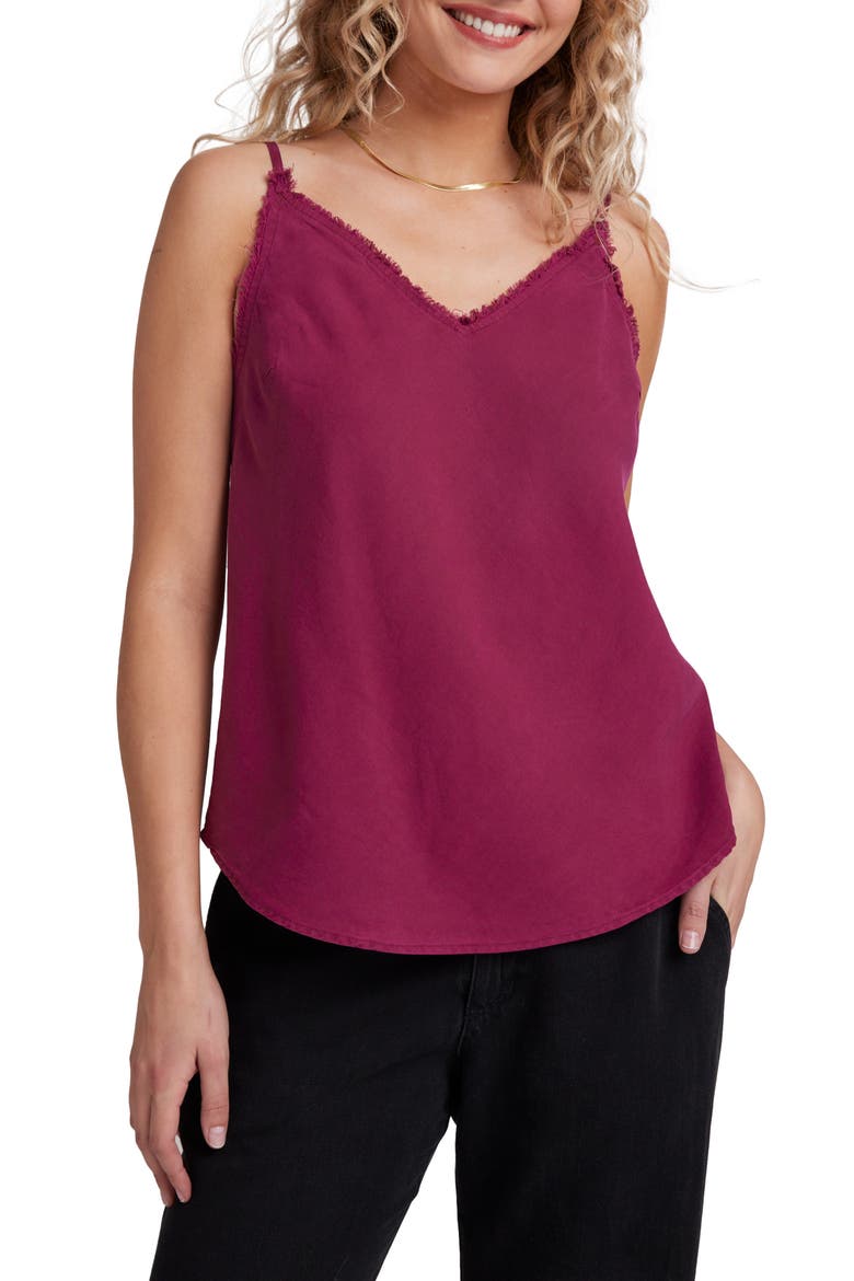 Frayed Edge Camisole, Main, color, DARK MAGENTA