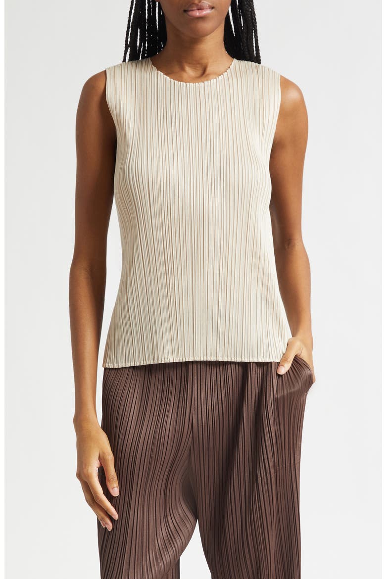 Monthly Colors May Pleated Sleeveless Top, Main, color, SAND BEIGE