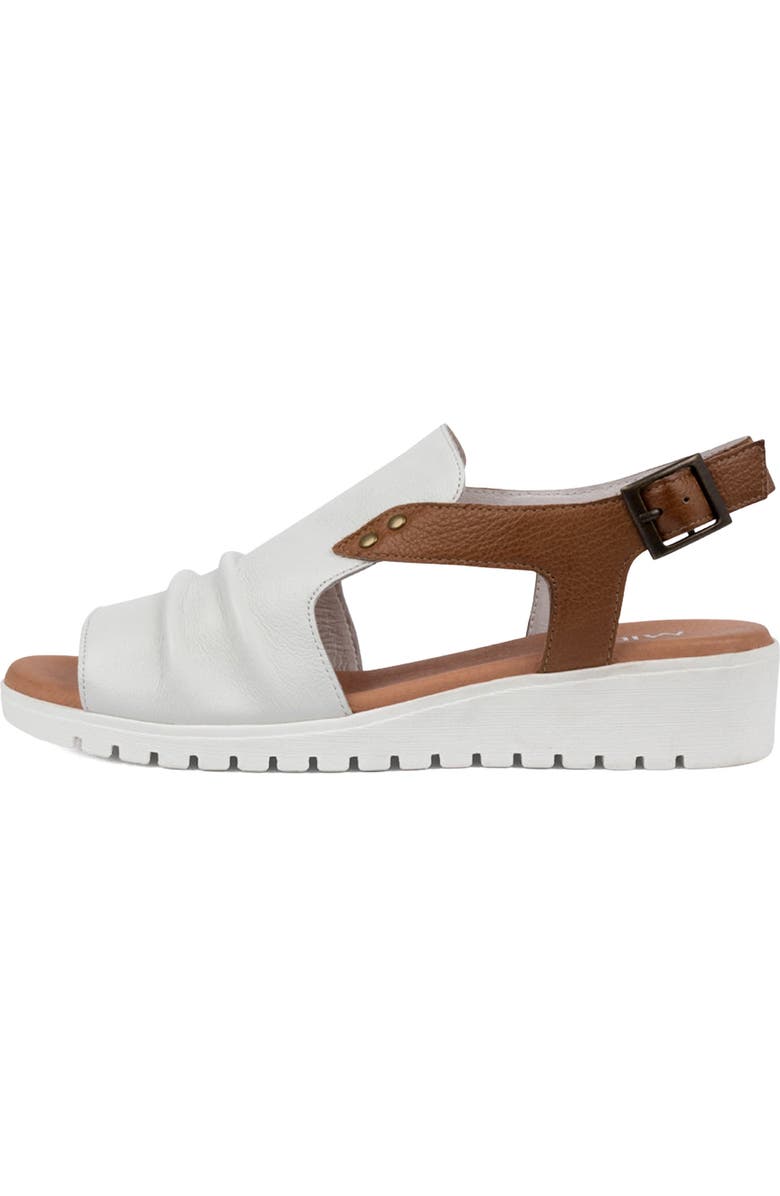 DJANGO AND JULIETTE Madis Low Wedge Sandal, Alternate, color, White/ Dark Tan Leather
