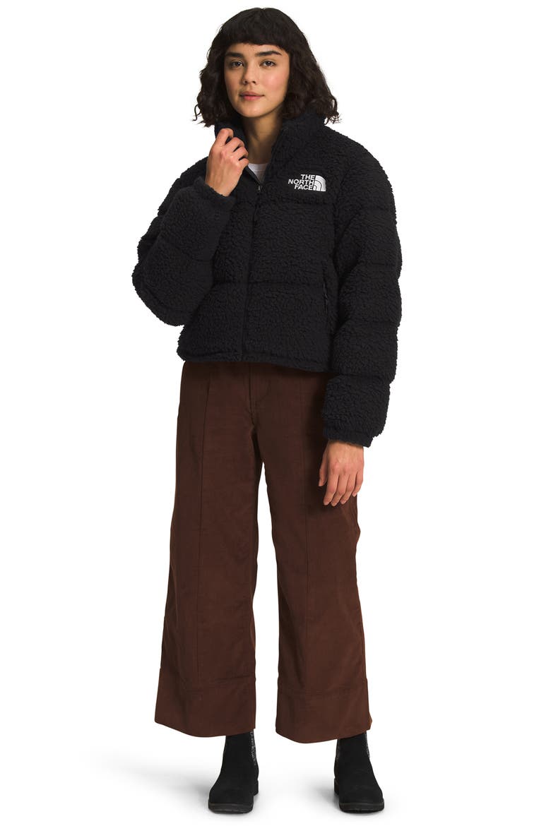 High Pile Fleece Nuptse Jacket, Alternate, color, TNF BLACK