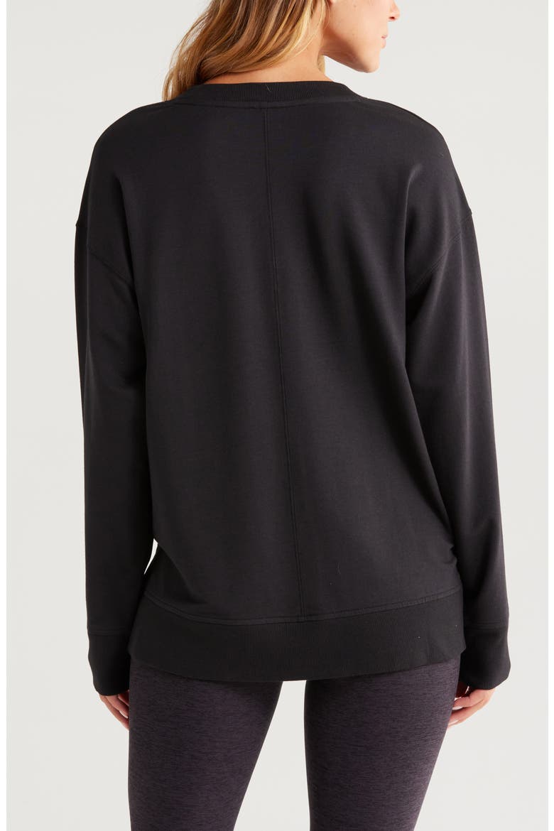 Luxe French Terry Sweatshirt, Alternate, color, BLACK