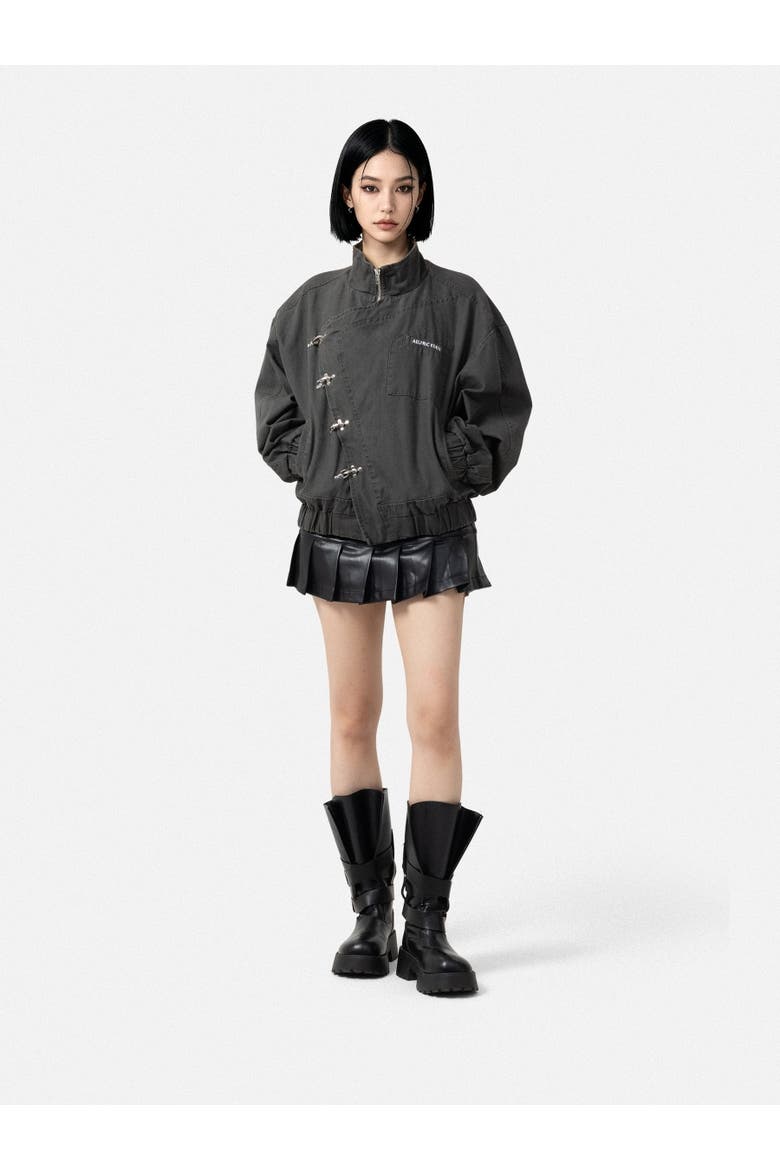 Boxy Fireman Clasp Jacket, Main, color, Grey