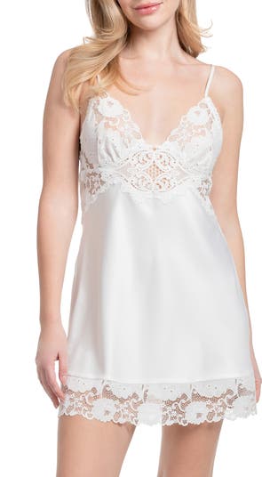 Josie Lace Trim Stretch Satin Chemise