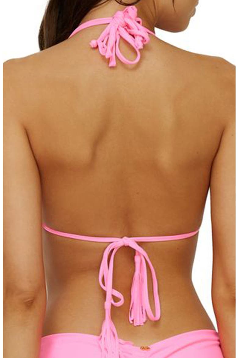 Isla Macramé Triangle Bikini Top, Alternate, color, VIVID PINK