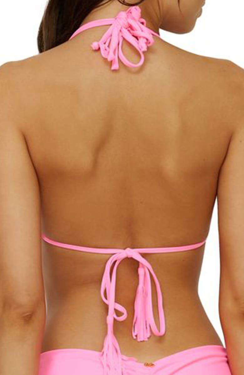 PQ SWIM Isla Macramé Triangle Bikini Top, Alternate, color, Vivid Pink