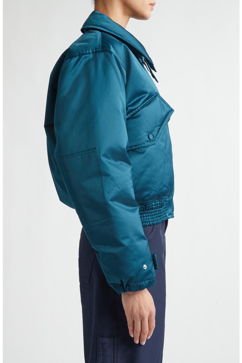 Down Sateen Bomber Jacket, Alternate, color, DARK TEAL