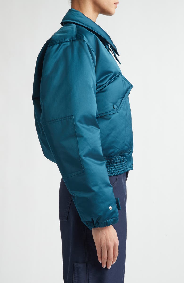 Victoria Beckham Down Sateen Bomber Jacket, Alternate, color, Dark Teal